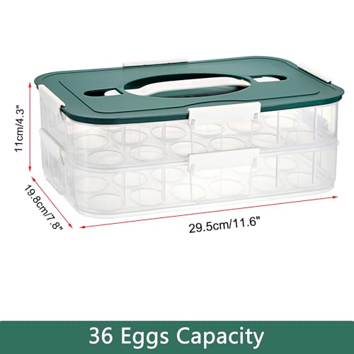 BTSKY Deviled Egg Platter with Lid, 2-Layer 36 Slots Deviled Eggs Carrier, Clear Portable Eggs Holder for Fridge Reusable Deviled Egg Tray Carton Box for Easter and Party Favor (2-Layer, Green) - color: Green, size: 2 Layer-Hold 36 Eggs