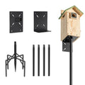 77" Heavy Duty Bird Feeder Pole, Metal Bird House Pole Mount Kit | 5-Prong base for outdoor ground stability, 2 mounting plates for smart bird feeder, rustproof metal post for garden yard - size: 77 Inch-No Baffle