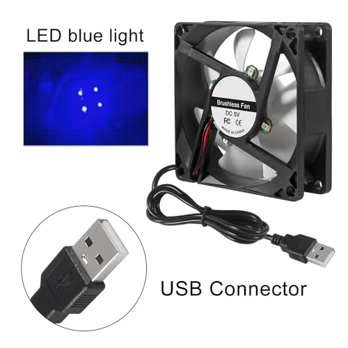 2PCS 80mm 8cm LED Blue Computer Case Cooling Fan 80x80x25mm USB 8025 5V USB Cooling Fan PC Computer CPU Cooling Fan - color: 2PCS 5V USB LED