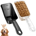 2-Pack Dog Food Scoop 1 Cup, Plastic Pet Food Measuring Scoop With Measuring Lines (1/2 & 1 Cup Markings) for Dogs, Cats, Fish, Bird（Black and Transparent（Black - color: Black and Transparent