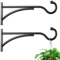 8 Inch 2 Pack Heavy-Duty Metal Plant Hanger Hooks, outdoor, Matte black | 30 lb capacity | For bird feeders, flower baskets, wind chimes, lanterns| Black | outdoor | Wall-mounted | Heavy Duty - size: 8 in, 2 pk