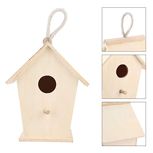 Bird House for Outside,Wooden Bird Houses,Unfinished Hanging Birdhouse,Garden Patio Decorative Nest Box Bird House,for Wrens, Swallows, Finches, Chickadee