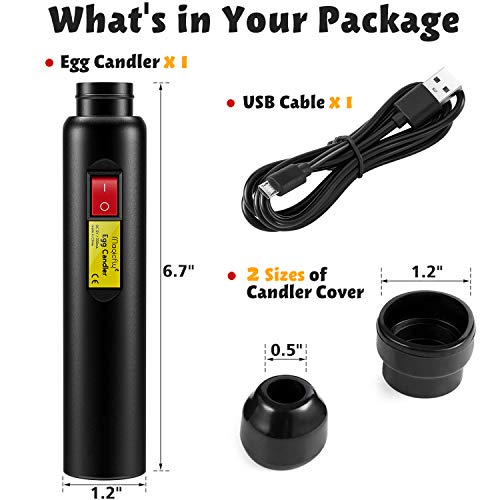 Magicfly Rechargeable Egg Candler Tester for Monitoring Eggs Development, Bright Cool LED Light Candling Lamp