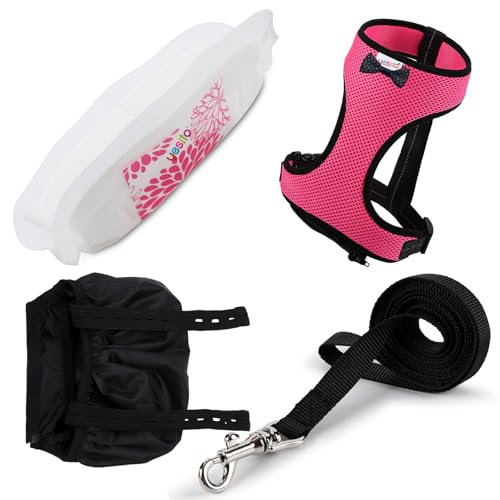 Adjustable Chicken Harness & Diaper with 5.4ft Leash | Escape-Proof Breathable Mesh | Outdoor Walking Training for Hens Ducks & Chicks | Stop Droppings & Feather Mess - color: Pink, size: Small