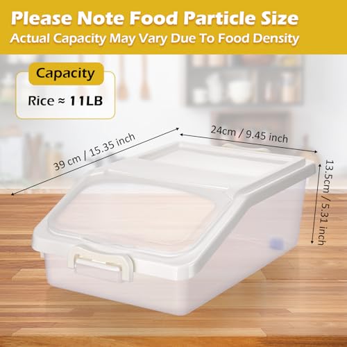3 Pcs Rice Storage Container 11 lb Airtight Flour Container with Wheels Measuring Cup Clear Pet Food Dog Cat Birds Food Bin Grain Cereal Organizer Box for Dry Baking Supplies (White) - color: White