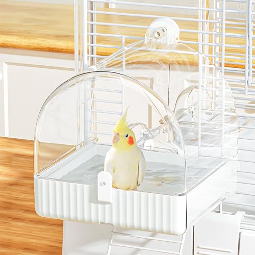BUCATSTATE Hanging Bird Bath for Cage, 3 in 1 Multifunction Bird Bath/Bowl/House, Bird Cage Accessories Suitable for Small to Medium Birds, Like Lovebirds, Finches, Parakeets, Mannikin