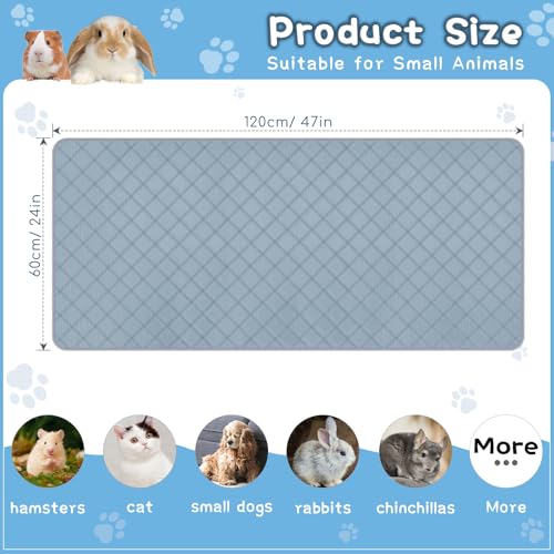 3 Packs Washable Guinea Pig Cage Liners, Waterproof Guinea Pig Pee Pads Reusable Absorbent Bedding Anti Slip Mats for Small Animals Bunny Rabbit Hamster (47 x 24in) - size: 47 x 24in / 3 Packs