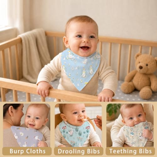 Baby Organic Cotton Teething Cloth Newborn Baby Burp Cloth Bandana Drool Cloth for Drooling Cotton Baby Gifts - color: Goose