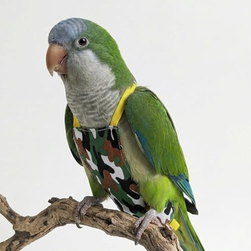 Bird Flight Harness Vest, Snap-Fastener Design Harness Vast, Bird Flying Clothes with Rope and Handle for Parakeets Cockatiels Conures Budgies（Yellow Flower - Vest + Traction M - color: Yellow flower, size: M
