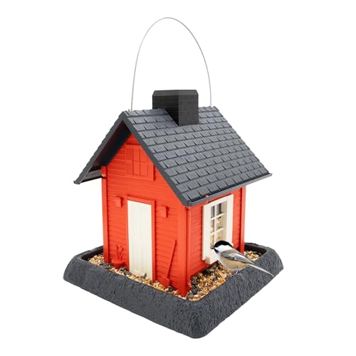 North States Village Collection - Fiesta Red Cottage Bird Feeder: Hanging Bird Feeder for Outdoors, Holds 5 Pounds of Seed - color: Fiesta Red