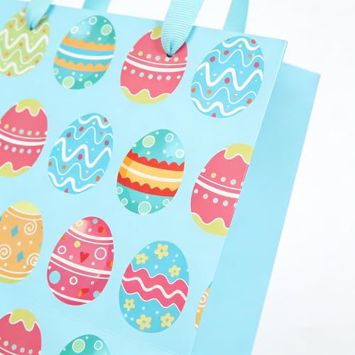 STPIYFZU 2 Pack 13" Large Easter Gift Bags with Handles, Rabbit Egg Design Reusable Paper Easter Bag for Egg Hunts Kids Party Supplies, Gift Wrapping - color: 2 PCS Easter Bags
