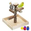 BNOSDM Portable Bird Perch Stand with Potty Tray, Natural Wood Tabletop Training Gym Parrot Playground Toy for Budgies, Cockatiels, Lovebirds,Conures Canaries - color: Five Levels Bird Stand