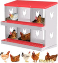 TrailBlaze Chicken Nesting Box 6 Compartments Laying Boxes, Metal Chicken Egg Laying Box with Rollout Egg Collection, Large Vented Holes Chicken Coop for Chickens, Hens (Red) - color: red, size: 6 holes