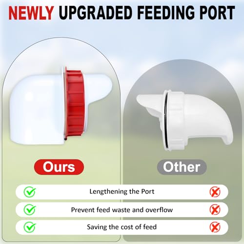 100Lb Automatic Chicken Feeder with Window 8 Port No Waste Rust-Proof Galvanized Steel with Locking Lid & Adjustable Height Legs Waterproof Portable Poultry Feeder for Chickens,Ducks,Geese
