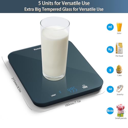 Homebuds Food Scale, 33lb/15kg Digital Kitchen Scale, Weight Grams and Ounces in 1g/0.1oz Precision for Baking and Cooking, LED Display, 3*AAA Batteries Included, Tempered Glass, Blue - color: Blue