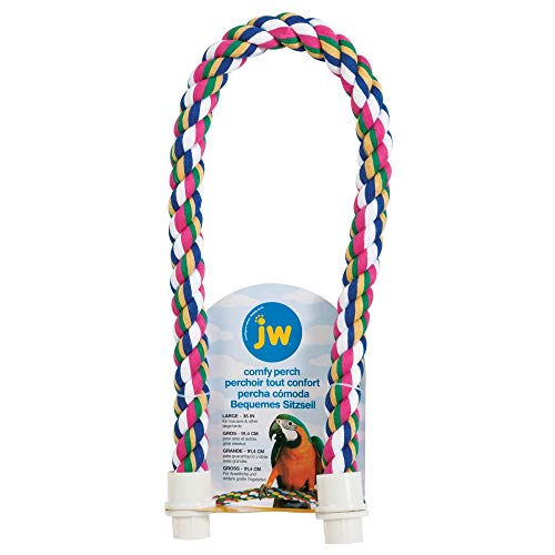 JW Pet Comfy Perch for Birds Flexible Multi-Color Rope, Large - 36" Length (Pack of 12) - size: Large (Pack of 12), style: 36"