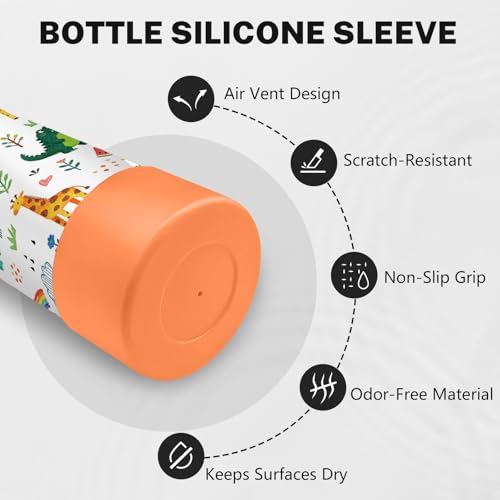 Animal 18 oz Water Bottle, with 2 Lids Handle, Insulated Sports Cup | 18oz Stainless Steel Travel Tumbler, Reusable Leak proof Anti Slip Boot Mug, Christmas Birthday Animal Gift for Son - color: Animal