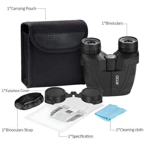Occer 12x25 Compact Binoculars for Adults and Kids | High Powered, Easy Focus, Large Eyepiece for Bird Watching, Cruise Ship, Outdoor Hunting, Travel, Sightseeing