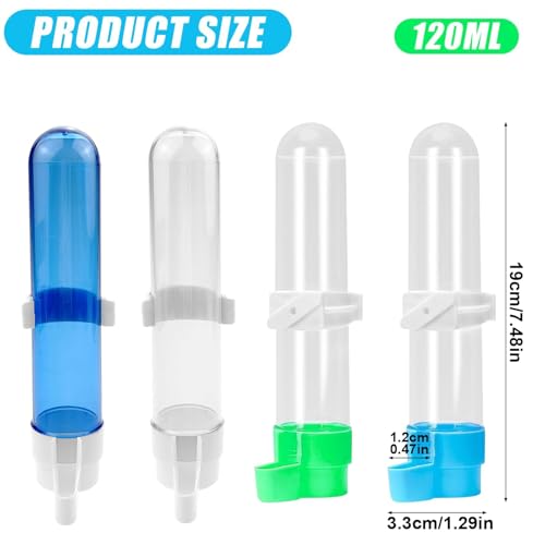 4 Pack Bird Cage Water Dispenser, Hanging Bird Water Feeder for Cage | Parakeet Water Dispenser for Cage, No Spill Automatic Feeder, Parakeet Cage Water Container for Small Birds Parrot Macaw - color: Mix-120ML