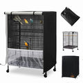 Bird Cage Cover, 600D Universal Parrot Cage Cover for Night, 100% Shading Oxford Cloth with Waterproof PU Coating Layer, Adjustable Soft Airy Nylon Mesh Net