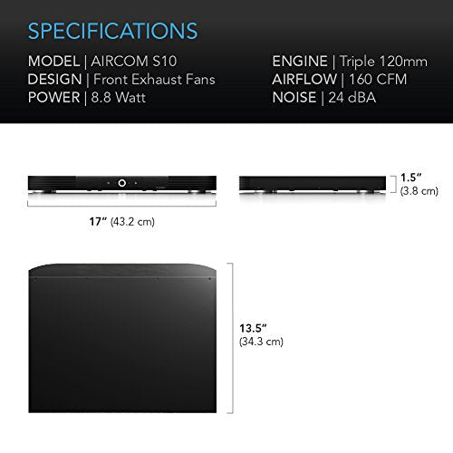 AC Infinity AIRCOM S10 A/V Front-Exhaust Component Cooling System | For Receivers, Amps, DVR, AV Cabinet Components - size: 17" Front-Exhaust, style: Speed Controller
