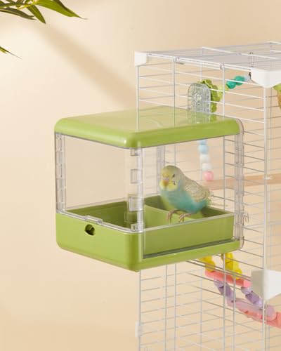 septillar Bird Feeder and Bath for Cage, Hanging Bird Bathtub Bath Shower Box Bowl, Bird Cage Accessories Suitable for Small Medium Birds, Parrots, Lovebirds, Finches, Parakeets, Mannikin (Green) - color: Green