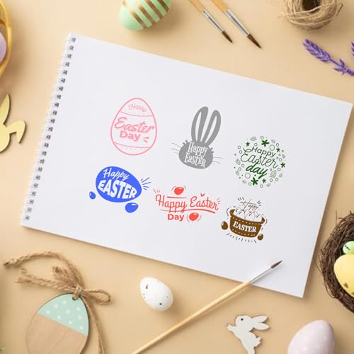 Easter Clear Stamps for Card Making, Happy Easter Blessing Words Rubber Stamps Bunny Egg Spring Theme Transparent Silicone Seals for Spring DIY Craft Scrapbooking Journaling Album Supplies