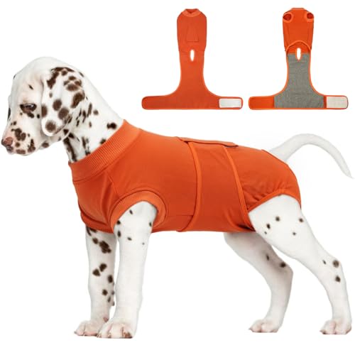 Dog Recovery Suit Male,Dogs Surgery Neuter Suits Puppy Spay Shirts for Female Protect Dog's Skin Anti Licking Abdominal Wounds Doggie Onesie Pet Bodysuit Alternative to Cone Orange XS - color: Orange, size: Xs(back:8.3-11.4in,wt:4-7lbs)