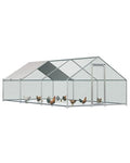 Esright Metal Chicken Coop Run, 20x10 Ft, Spire Roof | Rust-Resistant Galvanized Steel Tube with Wire Mesh, 420D Oxford Fabric Waterproof Cover - size: 234.0"L x 120.0"W x 76.8"H
