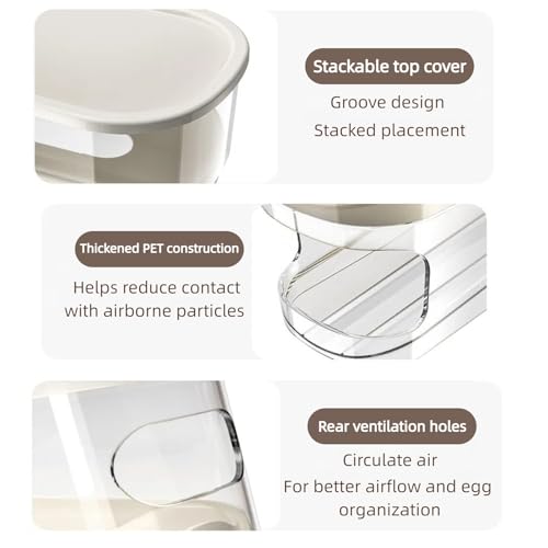 Auto Rolling Egg Dispenser for Refrigerator, Space-Saving Fridge Egg Organizers and Storage with Lid, Egg Tray for Countertop, Kitchen & Outdoor Use