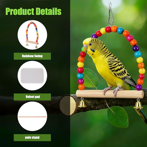 Portable Parrot Travel Cage Carrier with Small Swing Toy&Cage Colorful Toys Set Small Bird Parakeet Bag with Standing Perch Bird Carry Transport Bag (Black, Carreir/Swing) - color: Black, size: 12.0"L x 7.0"W x 12.0"H