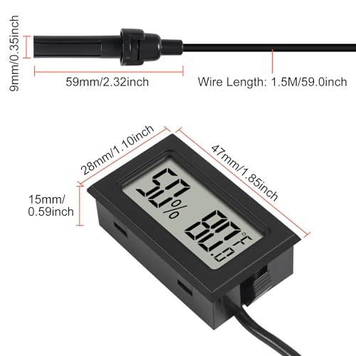 6Pcs Mini Digital Thermometer Hygrometer Gauge Indoor with Probe Sensor LCD Display Meter Temperature Humidity Fahrenheit Meter for Incubator Reptile Plant Tank Garden ℉ - size: 6 PCS