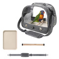 Small Bird Travel Carrier Cage Portable Bird Parrot Parakeet Cockatiel Travel Carrier Bag Lightweight Birds Backpack with Standing Perch and Stainless Tray for Vet Visit Side Access Window - color: gray
