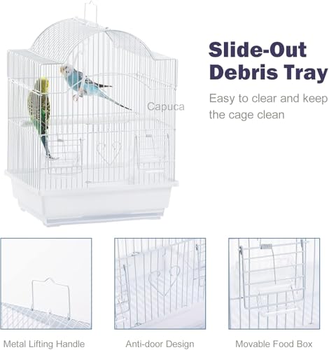 Small Bird Cage, Lightweight Hanging Travel Cage with Removable Tray | Easy to carry and clean, ideal during short trips, camping and vet visits with parakeets, canaries, lovebirds and finches. - size: 11.8"L x 9.0"W x 15.3"H