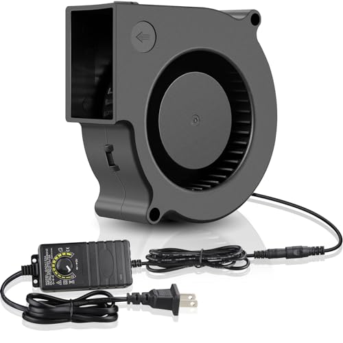 GDSTIME 75mm x 30mm Blower Fan with Speed Control, 110V to 240V AC Powered | Dual Ball Bearing, Brushless Turbine Turbo Cooling, 7530, for Cabinet Humidor, RV Inverter/Charger, DIY Air Purifier - size: 75x30mm