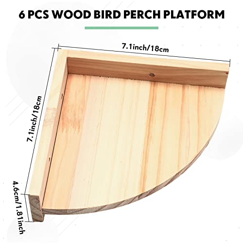 Wettarn 6 Pcs Bird Perch Platform Bird Corner Parrot Perch Corner Wooden Stand Sector Playground Cage Accessories Shelf for Parakeet Conure Cockatiel Budgie Gerbil Rat (7.1 x 7.1 Inch,Platform) - color: Platform, size: 7.1 x 7.1 inches