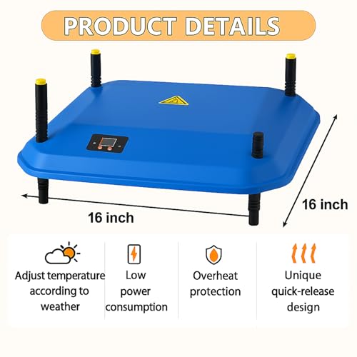 Adjustable 16x16 brooder Heating Plate for Baby Chicks, Providing Constant, efficient Warmth. Safe, Energy-Saving, Easy to Assemble and Clean. Perfect for Chicken Brooding (Blue)