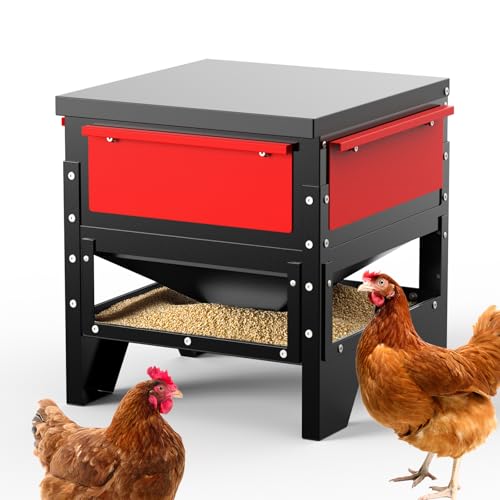 60-90lb Automatic Chicken Feeder | All Metal Poultry Feeder, No Waste Waterproof Chicken Feeder, Suitable for Geese, Ducks, Turkeys, Quails - size: 80LB