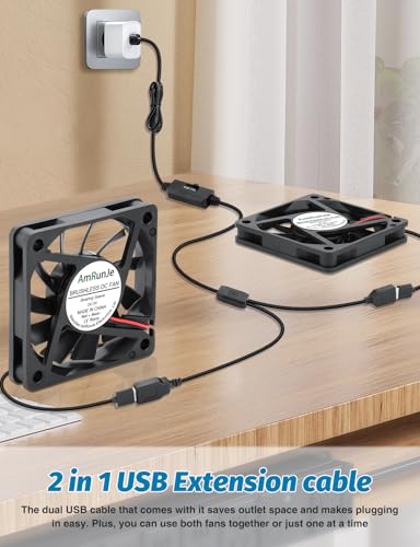 60mm USB Cooling Fan 2PCS, 5V Brushless DC Fans with Variable Speed | Small Exhaust Fan for Computer Raspberry Pi Router Terrarium Helmet, 6010 Mini PC Fan for Electronics Cabinet - style: 60mm x2