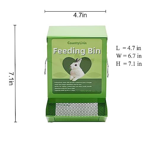 Metal Small Animal Feeder with Lid, Heavy Duty, Large Capacity Food Dispenser, Great for Rabbits, Guinea Pigs, Chinchillas and Other Small Animals. (4.6 inch, Green) - color: Green, size: 4.6 inch