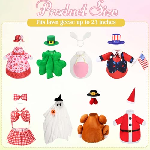 8 Set Funny Style Porch Goose Outfit 23inch, Seasonal Bundle | For Lawn Yard Decor, Seasonal Themes Include Fall Halloween Thanksgiving Christmas Valentines Easter Summer, Dress Hat Set - size: 23Inch, style: Funny Style