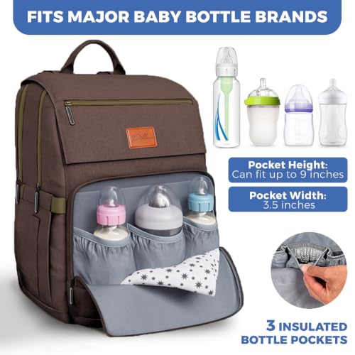 Baby Diaper Bag Backpack - Large Bag for Boys & Girls, Waterproof Diaper Backpack - Travel Diaper Bags w/Changing Pad, Baby Registry Search & Shower Gifts - Essentials Must Haves Newborn Stuff - color: S. Brown, style: Classic