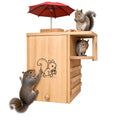 Outdoor Extra Large Wooden Squirrel House Protective Nest Box with Feeder | Natural pine, weatherproof. Backyard shelter for squirrels, chipmunks, birds. Easy mount. Size 24.8x11x15.7in - size: XL