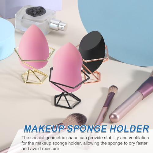 6Pcs Air Plant Holder, Makeup Sponge Drying Holder Rack, Tabletop Air Fern Display Stand, Makeup Beauty Egg Dry Stand for Dressing Table Home Decoration, Black (56x56x42mm)