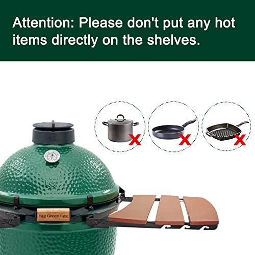 Side Shelves Big Green Egg Accessories, Composite 3 Slat Egg Mates for Large Big Green Egg with Folding Side Shelves Replacement Parts Grill & Smoker Accessories - size: L3 Side Shelves