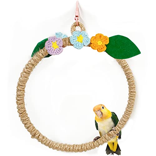 La La Pet® Bird Rope Swing with Hanging Hook Bird Rope Perch Bird Swing Perch Bird Perch Stand Bird Cage Toy for Parrot Budgie Parakeet Cockatiel Cockatoo Conure Large - color: Large