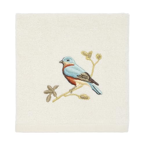 Avanti Linens - Washcloth, Soft & Absorbent, Nature Inspired Bathroom Decor (Gilded Birds Collection) - color: Gilded Birds, size: Washcloth