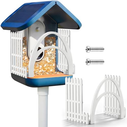 Double Arc Anti Perch Fence Compatible with Bird Buddy Feeder, White Large Bird Perch Barrier & Shield Accessories, Keep Feeding Area Clear for Small Birds