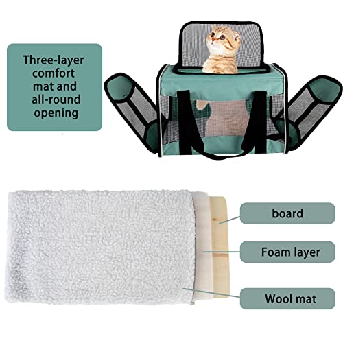 Cat Dog Carriers Soft-Sided Pet Carrier Large Cats for Medium Big Cat Small Dog Puppy up to 16lbs TSA Airline Approved Animal Collapsible Cat Carrier Carriers Travel Carrier Cat Bag (17x11x11) - color: green, size: 17.0"L x 11.0"W x 11.0"H