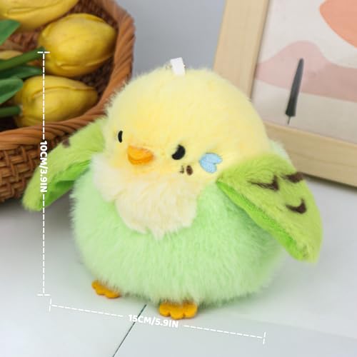 3.9 inches Parakeet Plush Toy Bird Stuffed Animal Plush Toy Holder Bag Pendant Party Christmas Birthday Valentine's Day Gifts Toys for Kids Girlfrends - color: Budgerigar